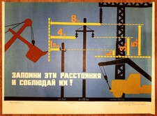 Listing image for Electricity lines. Electricity grids. Soviet poster. 1971. Distances from power